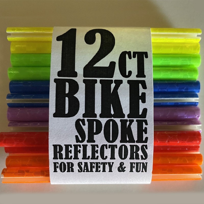 12ct Bike Spoke Reflectors Safety Straw Strips for Cycling Bikes Bicycle Spoke Wheel NO Batteries Needed
